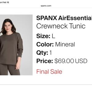 SPANX AirEssential Crewneck Tunic in Mineral Gray